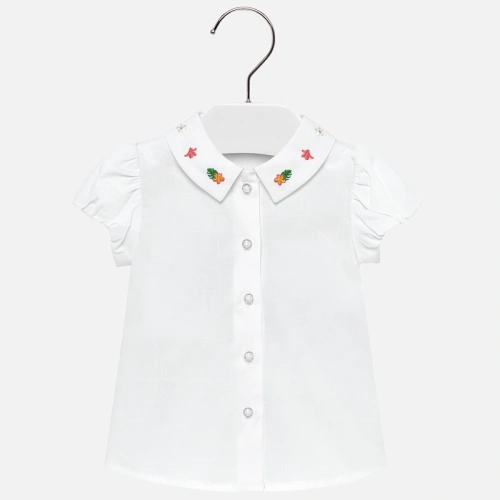 MAYORAL dívčí košile s vyšívaným límečkem bílá - 86 cm