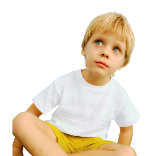 MAYORAL chlapecké tričko KR Pruhy krémová