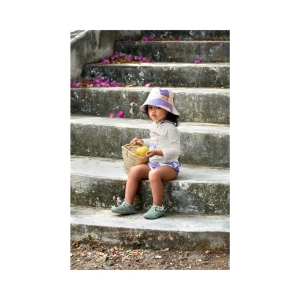 LÄSSIG kloboučekSun Protection Fishing Hat strip. purple/seasalt 1-3 roky (4)