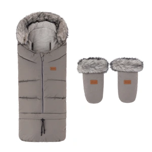 PETITE&MARS set zimní fusak Arctic 4v1 + rukavice na kočárek Fjora Mocha Mousse
