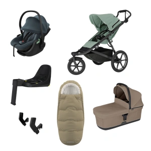 THULE Urban Glide 3 Mist Green magnetická spona + korba Tinted Taupe + autosedačka Maple Dark Blue + báze Alfi + fusak Elements M/L Faded Khaki + adaptér MC