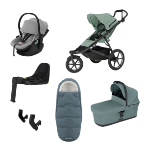THULE Urban Glide 3 Mist Green magnetická spona + korba Mid Blue + autosedačka Maple + báze Alfi + fusak Elements M/L + adaptér MC (56)