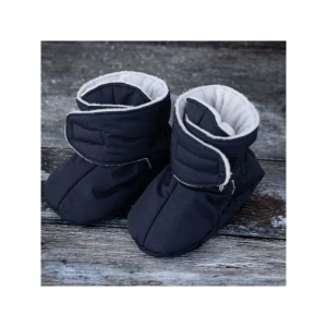 VOKSI zateplené látkové botičky Baby Booties Black/Light grey (1)