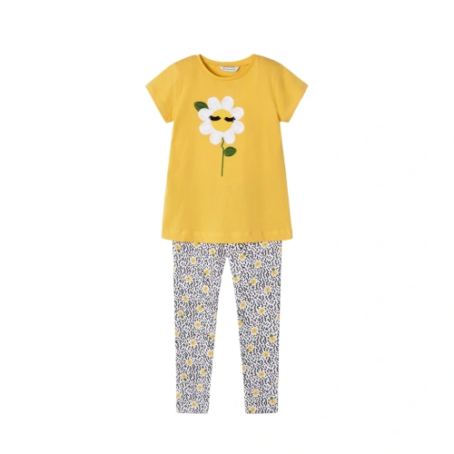MAYORAL dívčí set tričko a legíny slunečnice KR žlutá