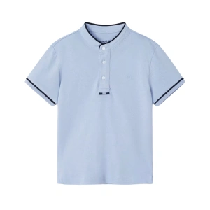 MAYORAL chlapecké polo tričko s mao límečkem KR pudrová modrá vel. 104 cm