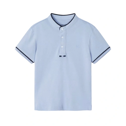 MAYORAL chlapecké polo tričko s mao límečkem KR pudrová modrá