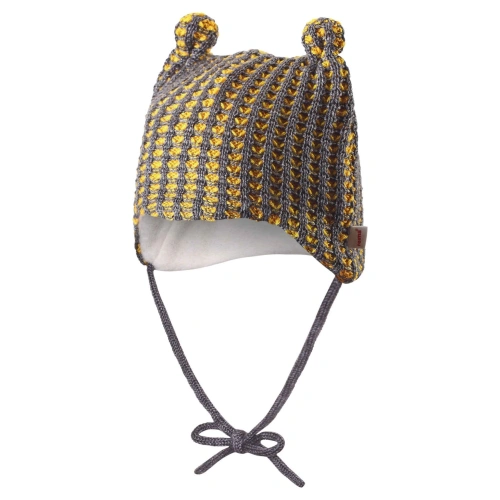 Reima Dětská čepice pletená se zavazováním Torkku 518379 - šedo žlutá - 44 - 46 cm