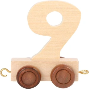 SMALL FOOT Vagónek dřevěné vláčkodráhy - přírodní číslice - číslo 9