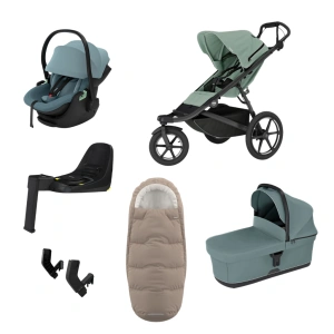 THULE Urban Glide 3 Mist Green magnetická spona + korba Mid Blue + autosedačka Maple + báze Alfi + fusak Elements M/L + adaptér MC (47)