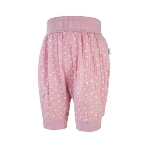 LITTLE ANGEL šortky tenké harémky starorůžová kytičky
