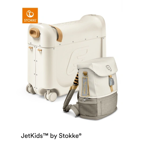 STOKKE JetKids Travel Bundle White Crew BackPack - kufřík a batůžek