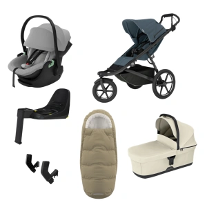 THULE Urban Glide 3 Dark Slate magnetická spona + korba Soft Beige + autosedačka Maple + báze Alfi + fusak Elements M/L + adaptér MC (57)