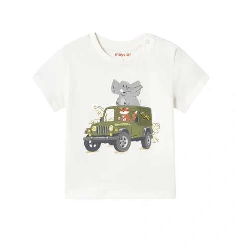 MAYORAL chlapecké tričko KR interaktivní obrázek Safari krémová