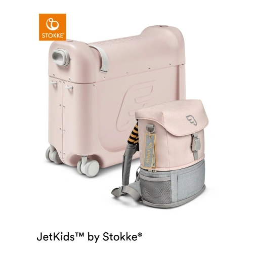 STOKKE JetKids Travel Bundle Pink Crew BackPack - kufřík a batůžek