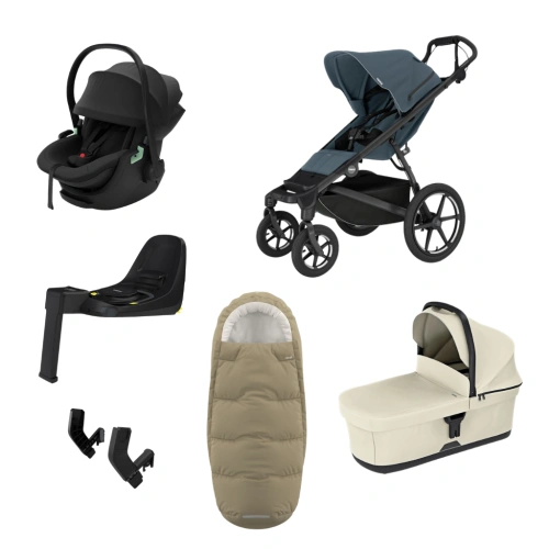 THULE Urban Glide 4-wheel Dark Slate magnetická spona + korba Soft Beige + autosedačka Maple + báze Alfi + fusak Elements M/L + adaptér MC