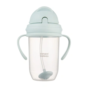 CANPOL BABIES nevylévací hrneček se slámkou a závažím 270ml zelená