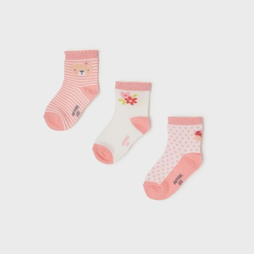 MAYORAL dívčí ponožky set 3 ks růžová/bílá