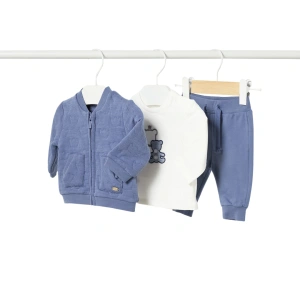 MAYORAL chlapecký set 3ks mikina, kalhoty, tričko DR modrá vel. 80 cm