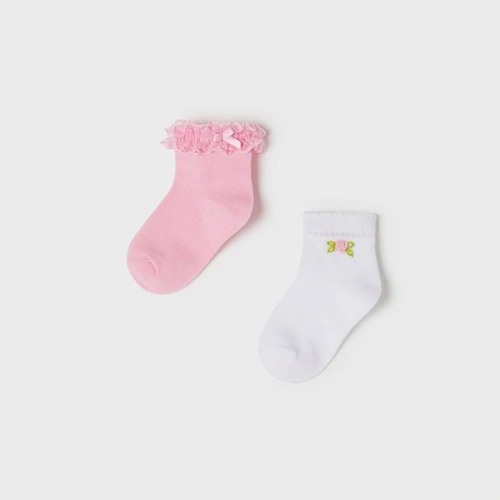 MAYORAL dívčí ponožky set 2ks růžová/bílá