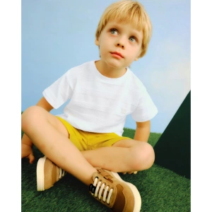 MAYORAL chlapecké tričko KR Pruhy krémová (1)