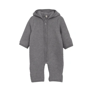 HUTTELIHUT dětský overal s oušky vlněné rouno Medium Grey Melange vel. 68 cm