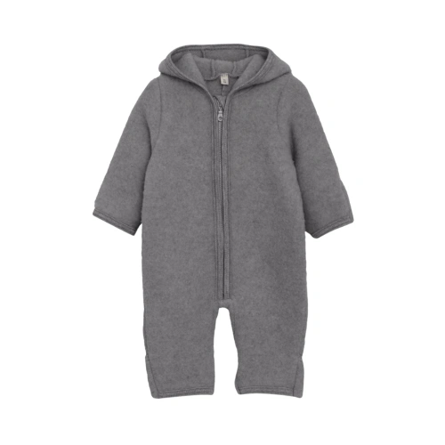 HUTTELIHUT dětský overal s oušky vlněné rouno Medium Grey Melange
