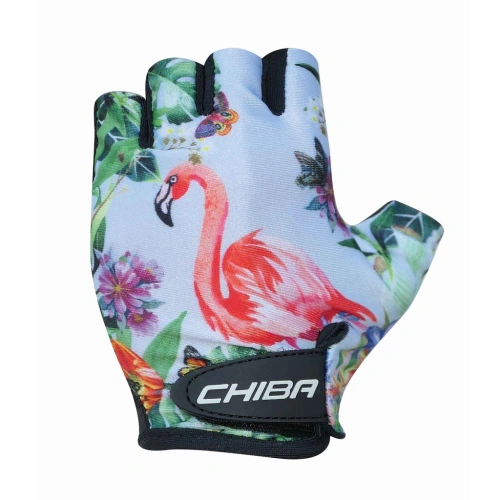 CHIBA dětské cyklistické rukavice Cool Kids Flamingo zelená, růžová, modrá