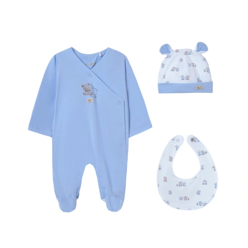 MAYORAL kojenecký set 3dílný zvířátka modrá