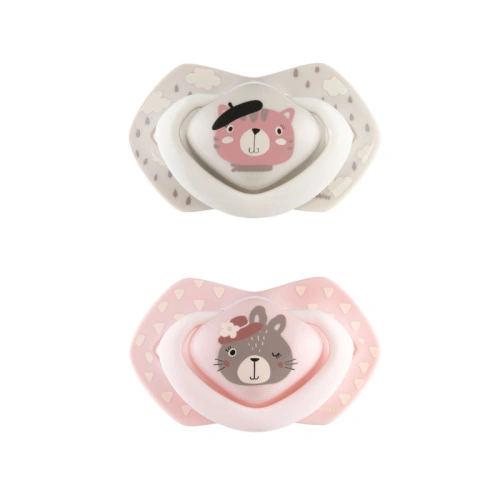 CANPOL BABIES set symetrických silikonových dudlíků 0-6m Bonjour Paris růžový