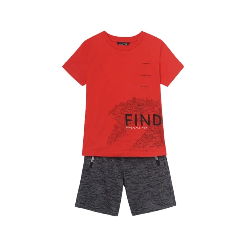 MAYORAL chlapecký set tričko KR a kraťasy červená, šedá