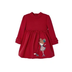MAYORAL dívčí šaty DR s výšivkou panenka, červené - 80 cm