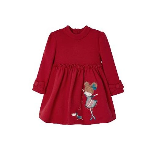 MAYORAL dívčí šaty DR s výšivkou panenka, červené