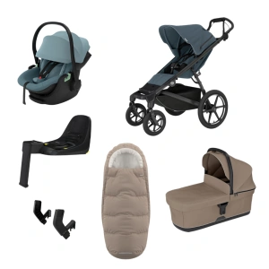 THULE Urban Glide 4-wheel Dark Slate magnetická spona + korba Tinted Taupe + autosedačka Maple Mid Blue + báze Alfi + fusak Elements M/L Tinted Taupe + adaptér MC