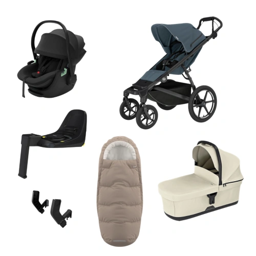 THULE Urban Glide 4-wheel Dark Slate magnetická spona + korba Soft Beige + autosedačka Maple + báze Alfi + fusak Elements M/L + adaptér MC