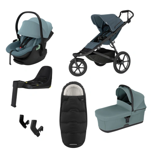THULE Urban Glide 3 Dark Slate magnetická spona + korba Mid Blue + autosedačka Maple + báze Alfi + fusak Elements M/L + adaptér MC