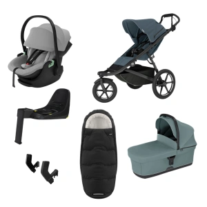 THULE Urban Glide 3 Dark Slate magnetická spona + korba Mid Blue + autosedačka Maple + báze Alfi + fusak Elements M/L + adaptér MC (48)