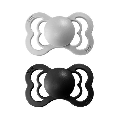 BIBS Supreme dudlík z přírodního kaučuku 2 ks Cloud / Black - velikost 1 (0-6m.)