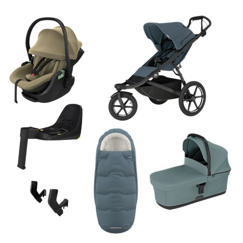THULE Urban Glide 3 Dark Slate magnetická spona + korba Mid Blue + autosedačka Maple + báze Alfi + fusak Elements M/L + adaptér MC