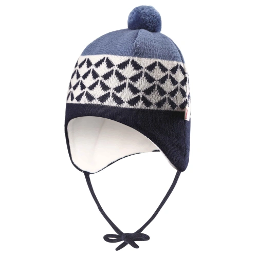 Reima dětská zimní pletená čepice s umělým kožíškem Unonen 518415 - modrá - 42 cm