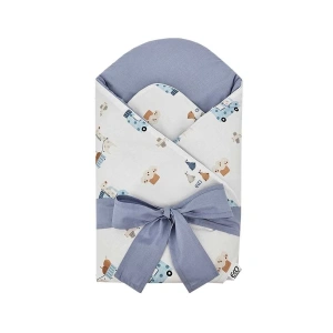 EKO zavinovačka s pevnými zády Lion/Giraffe modrá