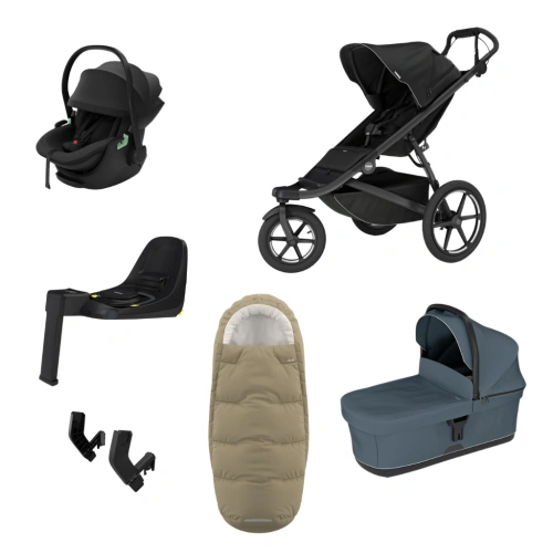 THULE Urban Glide 3 Black magnetická spona + korba Dark Slate + autosedačka Maple + báze Alfi + fusak Elements M/L + adaptér MC