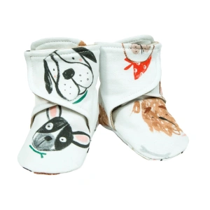 ESITO capáčky barefoot bavlna Pejsci bílá vel. 4 délka stélky: 14 cm