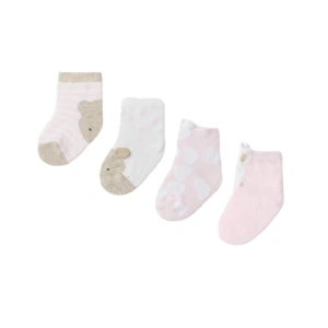 MAYORAL dětské ponožky z bio bavlny 4 páry Medvídek Baby růžová EU 17-19