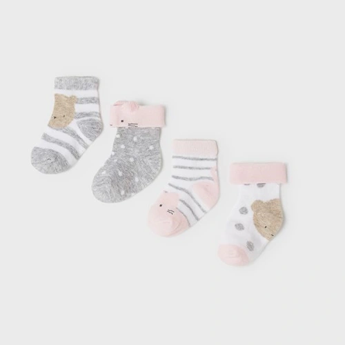 MAYORAL dívčí ponožky set 4 ks bílá/ šedá/ růžová
