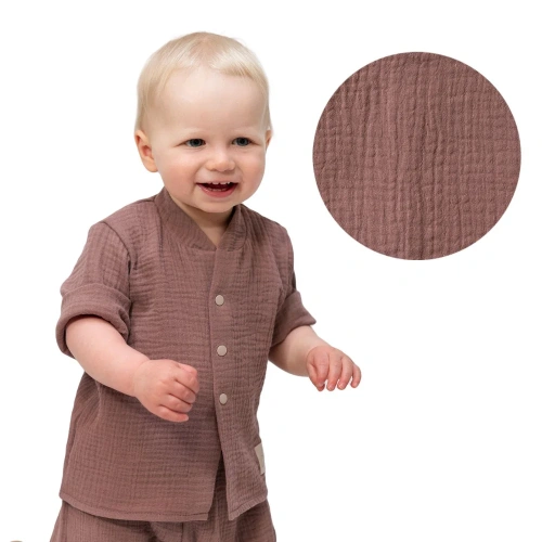 ESITO mušelínová košile Luca Brown hnědá