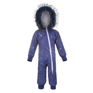 LITTLE ANGEL Overal šusťák prošev lem Outlast® - modrá/pruh bílošedý melír