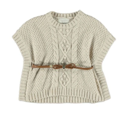 MAYORAL Dívčí pletená vesta s páskem - béžová - 110 cm