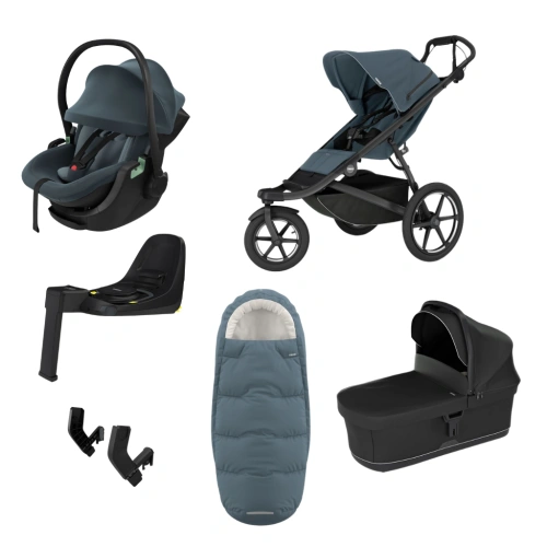 THULE Urban Glide 3 Dark Slate magnetická spona + korba Black + autosedačka Maple + báze Alfi + fusak Elements M/L + adaptér MC