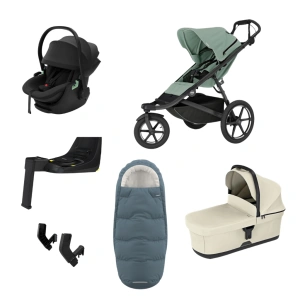 THULE Urban Glide 3 Mist Green magnetická spona + korba Soft Beige + autosedačka Maple Black+ báze Alfi + fusak Elements M/L Dark Slate + adaptér MC