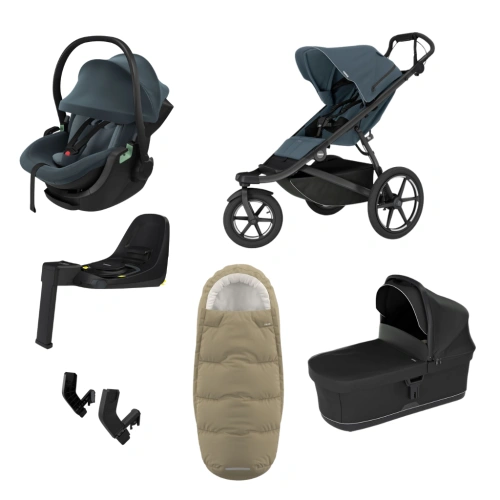THULE Urban Glide 3 Dark Slate magnetická spona + korba Black + autosedačka Maple + báze Alfi + fusak Elements M/L + adaptér MC